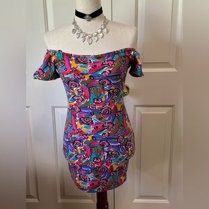 YES Clothing | Off the Shoulder Stretch Bodycon mini dress |Size: Small